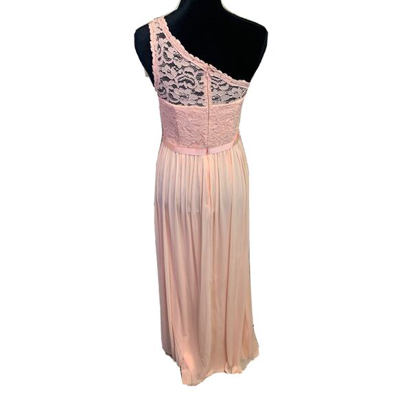 Davids Bridal Dress Womens 6 Bridesmaid One Shoulder Lace Chenille Maxi Dress - Picture 3 of 9